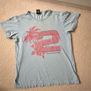 Diesel Light Blue Tee with Coral Graphic '2'